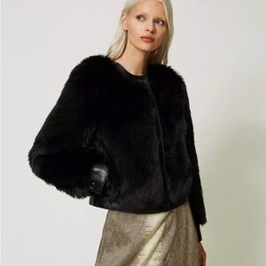 NWT - Twinset Faux Fur Jacket - Black
